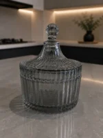 Frasco  de vidrio tallado Ambar